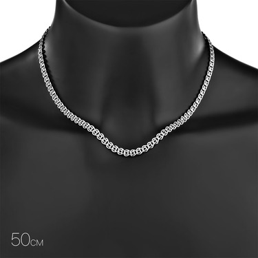 Серебряная цепочка, плетение Лав, родированая, ширина 5,4 мм