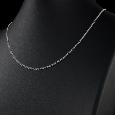 Женская серебряная цепочка, плетение Лав, родий, ширина 2 мм