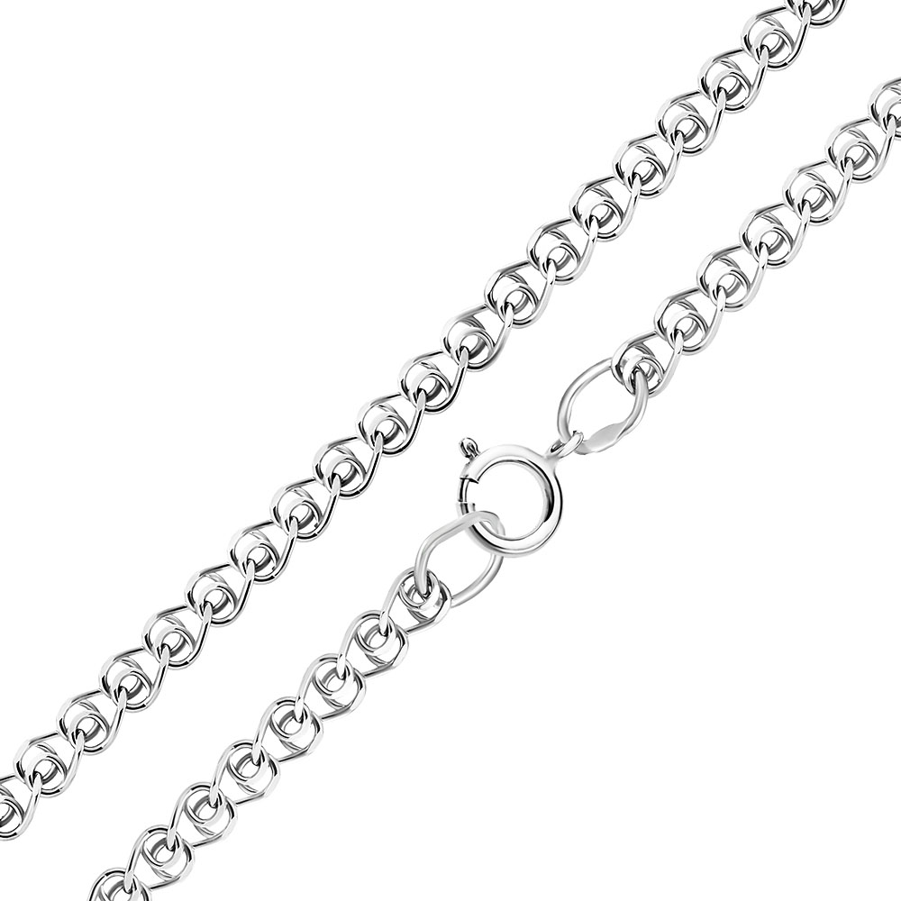 Женская серебряная цепочка, плетение Лав, родий, ширина 2 мм - купить вЮвелирном магазине Silveroff