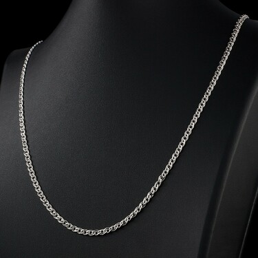 Женская серебряная цепочка, плетение Нонна, родированная, ширина 3,5 мм