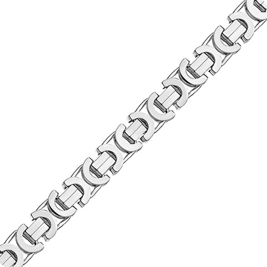 Серебряная мужская цепь, плетение Скобки, родий, ширина 6 мм