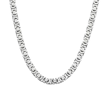 Серебряная мужская цепь, плетение Скобки, родий, ширина 6 мм