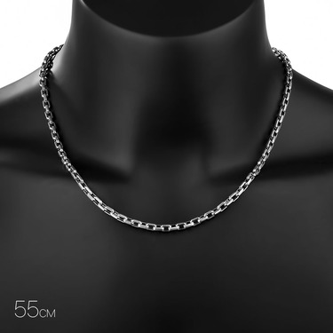 Серебряная цепь, плетение якорное, ширина 4,3 мм