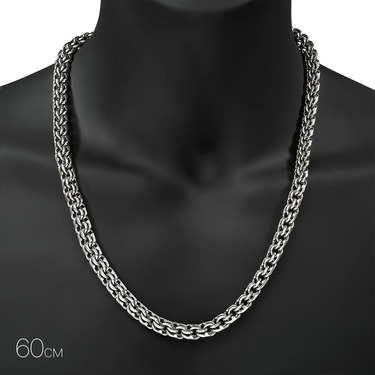 Мужская серебряная цепь Бисмарк, ручная работа, с чернением, ширина 1 см