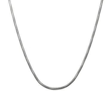 Серебряная цепочка, плетение снейк круглый, покрытие родий, ширина 1,2 мм