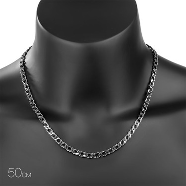 Серебряная цепочка плетение двойной ромб с чернением, ширина 5,4 мм