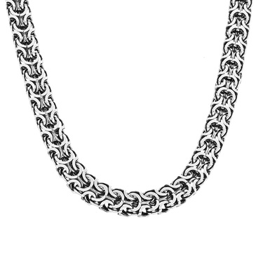 Серебряная цепь мужская, плетение Рамзес, оксидирование, замок-коробочка, ширина 1,1 см