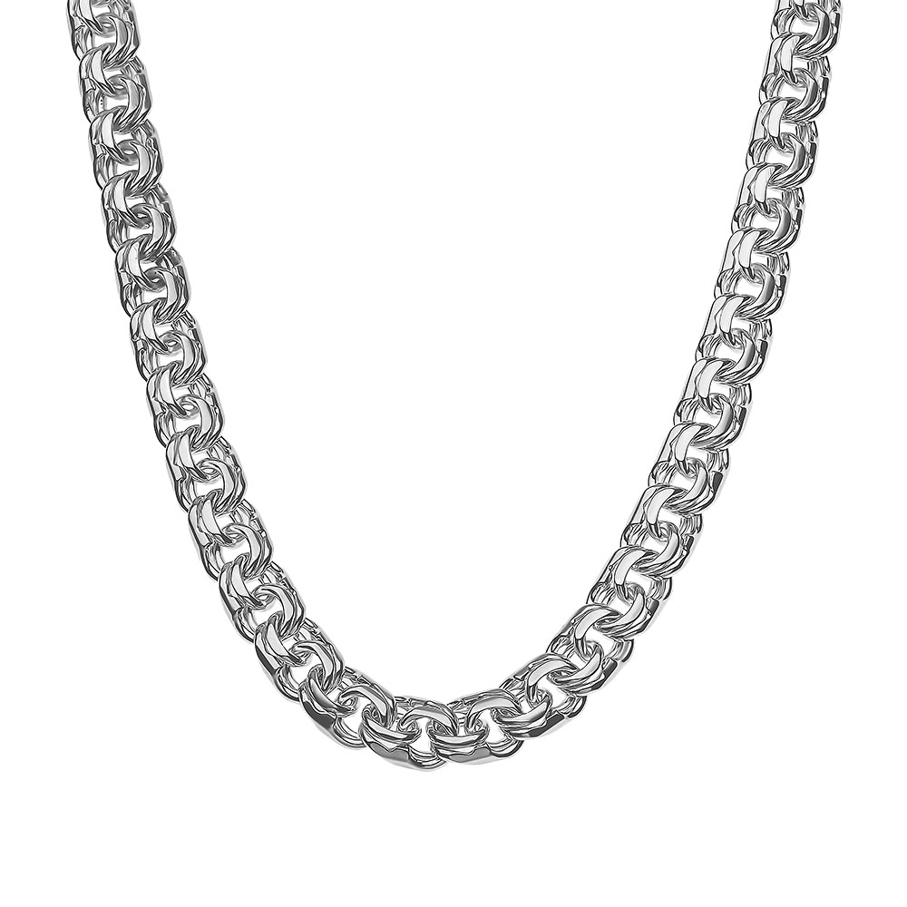 Серебряная цепь, плетение Московский Бисмарк, ~ 50 грамм, ширина 6,7 мм Цепочка на шею,Серебро,с замком Карабинный,РОССИЯ