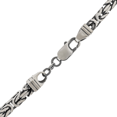 Серебряная цепь, плетение Лисий хвост (Византийская), покрытие палладий с чернением, ширина 5 мм