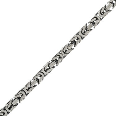 Серебряная цепь, плетение Лисий хвост (Византийская), покрытие палладий с чернением, ширина 5 мм
