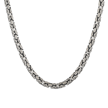 Серебряная цепь, плетение Лисий хвост (Византийская), покрытие палладий с чернением, ширина 5 мм