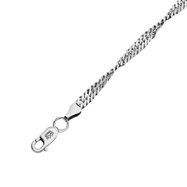 Женская серебряная цепочка, плетение Сингапур, родированая, ширина 3,9 мм