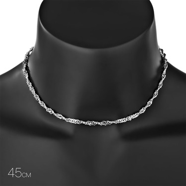 Женская серебряная цепочка, плетение Сингапур, родированая, ширина 3,9 мм