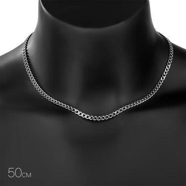 Серебряная цепочка, плетение панцирь, покрытие родий, ширина 5 мм