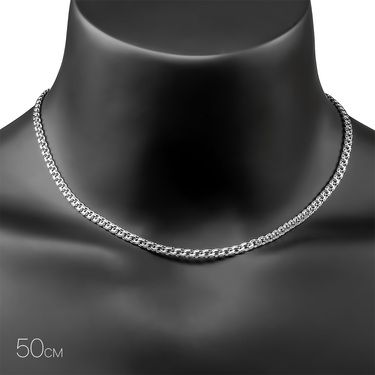 Серебряная цепочка, плетение Бисмарк, родированая, ширина 4 мм