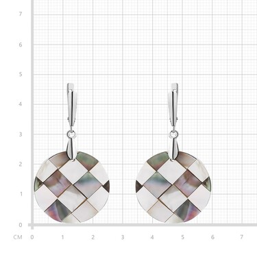 Перламутровые круглые серьги, мозаика, серебро 925, родий