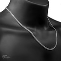 Серебряная цепочка, плетение Бисмарк, родий, ~15 грамм, ширина 4 мм Цепочка на шею,Серебро,с замком Карабинный,РОССИЯ