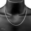 Серебряная цепочка, плетение Бисмарк, родий, ~15 грамм, ширина 4 мм Цепочка на шею,Серебро,с замком Карабинный,РОССИЯ