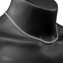Серебряная цепочка, плетение Бисмарк, родий, ~15 грамм, ширина 4 мм Цепочка на шею,Серебро,с замком Карабинный,РОССИЯ