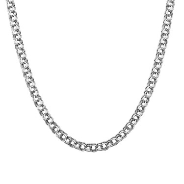 Серебряная цепочка, плетение Бисмарк, родий, ~15 грамм, ширина 4 мм