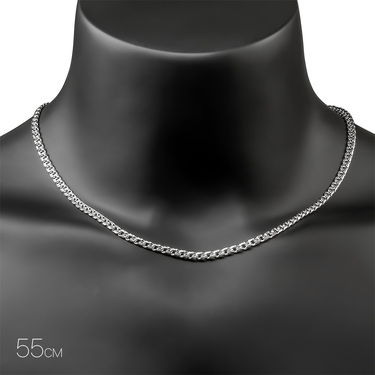 Серебряная цепочка, плетение Бисмарк, родий, ~15 грамм, ширина 4 мм