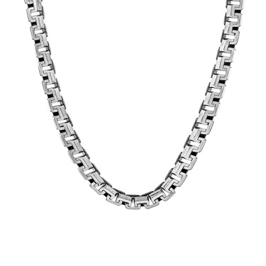 Серебряная цепь мужская, плетение Сколоченный якорь, покрытие оксид и чернение, ширина 7 мм