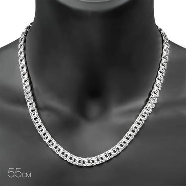 Мужская серебряная цепь Бисмарк, более 50 грамм, ширина 0,8 см