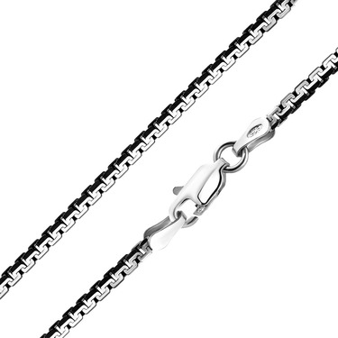 Серебряная цепочка, плетение сколоченный якорь, покрытие родий с чернением, ширина 2,1 мм
