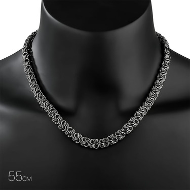 Серебряная цепь, плетение Роза с чернением, ширина 0,9 см