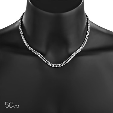 Серебряная цепочка, плетение Бисмарк с огранкой, родий, ширина 5,5 мм