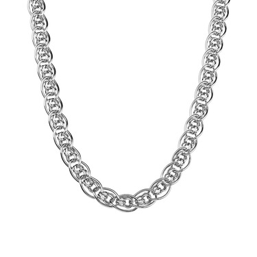Серебряная цепочка, плетение Нонна/Бисмарк, родированая, ширина 7,6 мм
