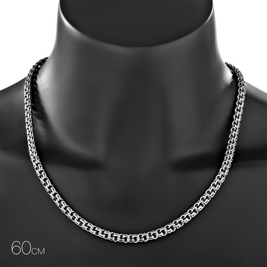 Серебряная цепочка, плетение Бисмарк , покрытие оксид, ширина 6 мм