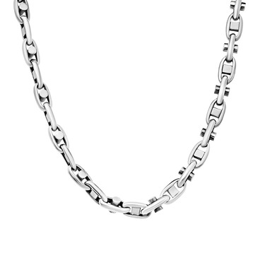 Серебряная мужская цепь, плетение якорное со вставками, ширина 6,3 мм