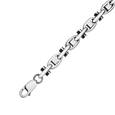 Серебряная мужская цепь, плетение якорное со вставками, ширина 6,3 мм