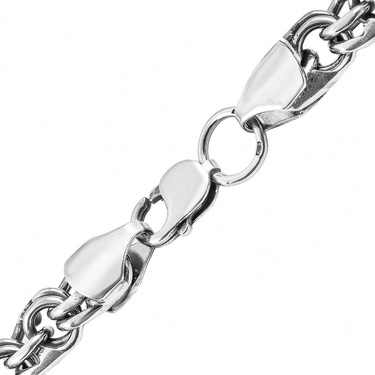 Серебряная толстая мужская цепь, плетение Круглый Бисмарк, чернение, ширина 1,1 см