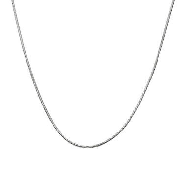 Серебряная цепочка, плетение снейк круглый с лазерной насечкой, покрытие родий, ширина 1 мм
