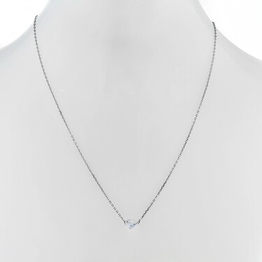 Серебряное женское колье-цепочка с цирконием, покрытие родий