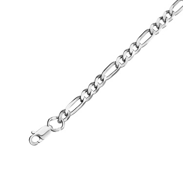 Серебряная цепь, плетение Картье (Фигаро), ширина 4,3 мм