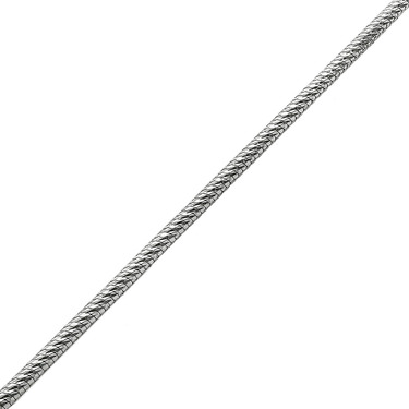 Серебряная цепочка, плетение снейк с лазерной насечкой, покрытие родий, ширина 1,3 мм