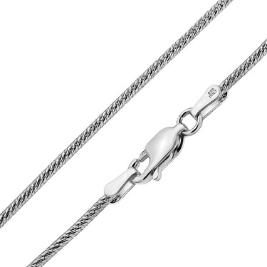 Серебряная цепочка, плетение снейк с лазерной насечкой, покрытие родий, ширина 1,3 мм