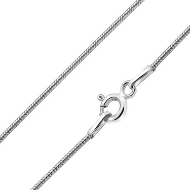 Серебряная цепочка, плетение снейк круглый, покрытие родий, ширина 0,8 мм