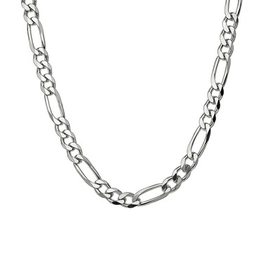 Серебряная цепочка плетение Картье (Фигаро), покрытие родием, ширина 6,7 мм