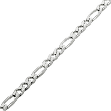 Серебряная цепочка плетение Картье (Фигаро), покрытие родием, ширина 6,7 мм