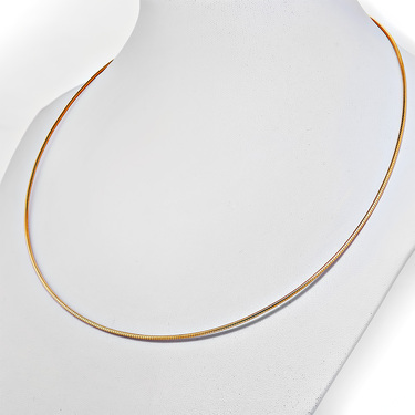 Серебряное женское колье-струна, плетение Снейк, покрытие позолота