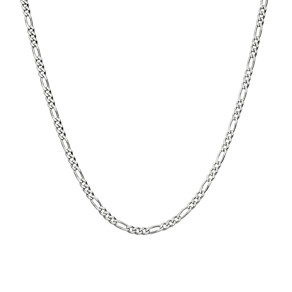 Серебряная цепочка плетение Картье (Фигаро), покрытие родием, ширина 2,8 мм Цепочка на шею,Серебро,с замком Карабинный,ИТАЛИЯ