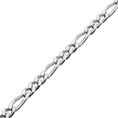 Серебряная цепочка плетение Картье (Фигаро), покрытие родием, ширина 2,8 мм