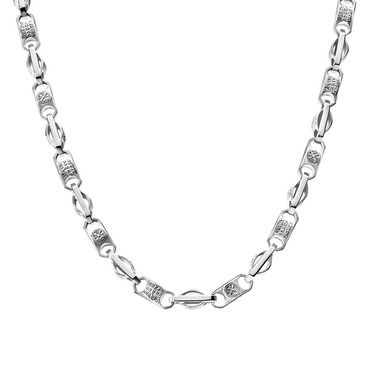 Серебряная мужская литая цепь Спаси и сохрани, покрытие родием, ширина 5,5 мм