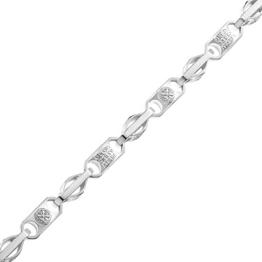 Серебряная мужская литая цепь Спаси и сохрани, покрытие родием, ширина 5,5 мм