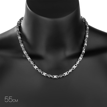 Серебряная мужская литая цепь Спаси и сохрани, покрытие родием, ширина 5,5 мм