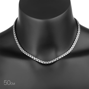 Серебряная цепь, плетение Сколоченный якорь, покрытие оксид и чернение, ширина 5 мм